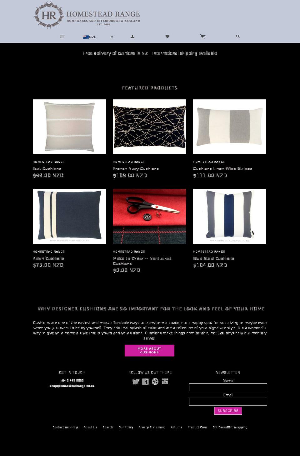 homesteadrange.com shopify website screenshot