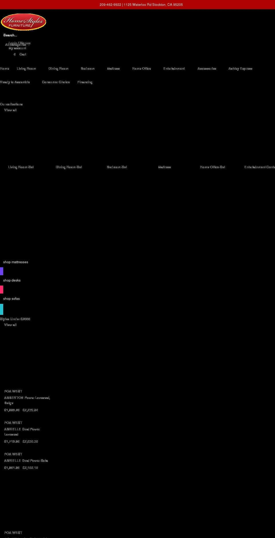 homestylesfurniturestockton.com shopify website screenshot