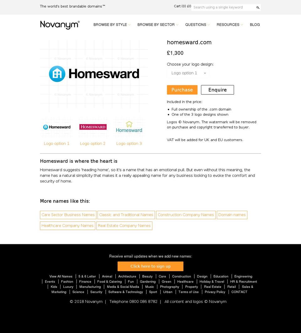 homesward.com — Shopify storefront screenshot