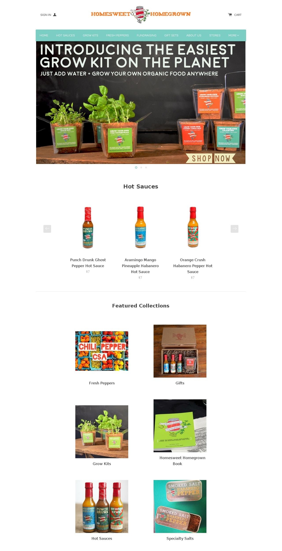 homesweethomegrown.com shopify website screenshot