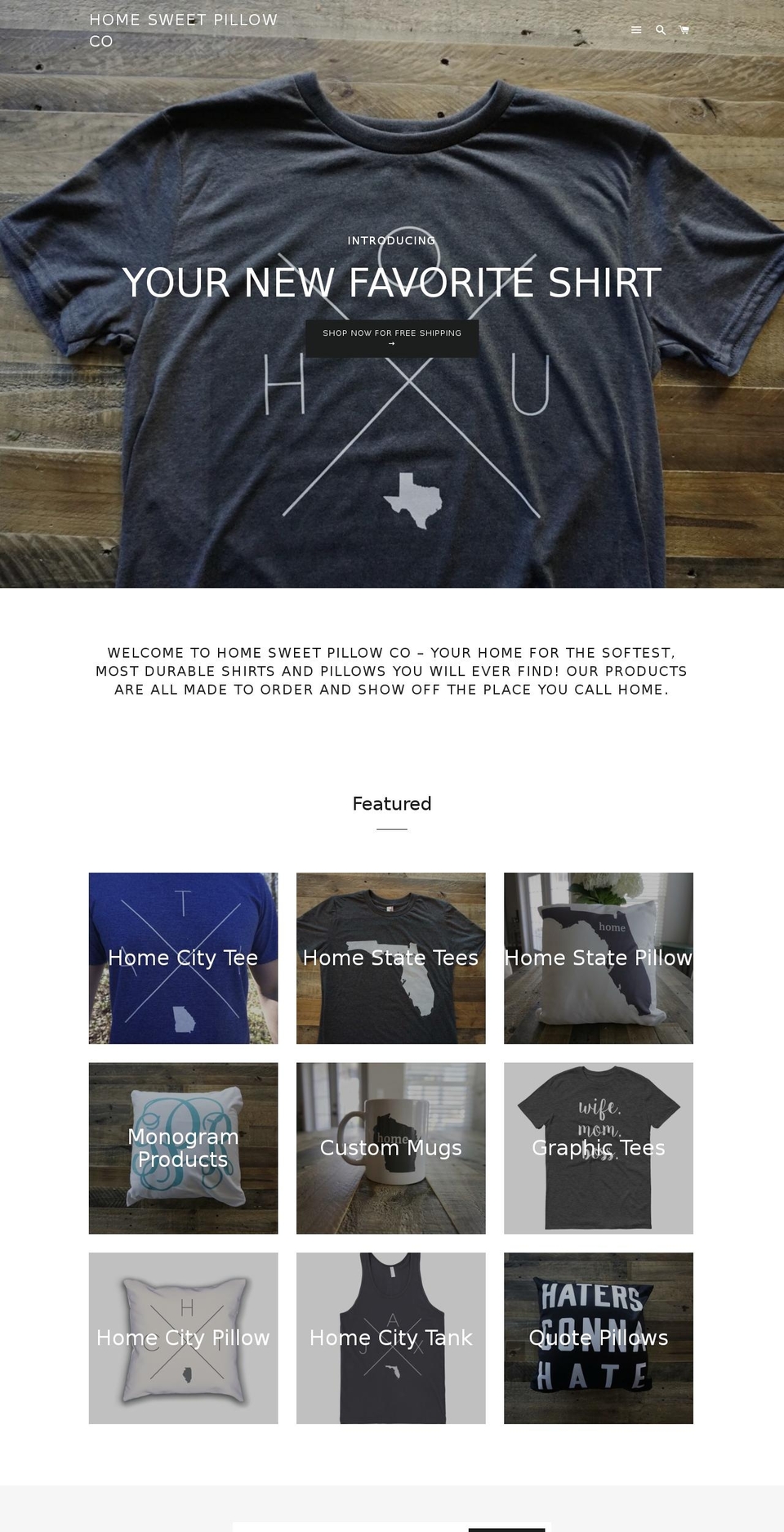 homesweetpillowco.com — Shopify storefront screenshot