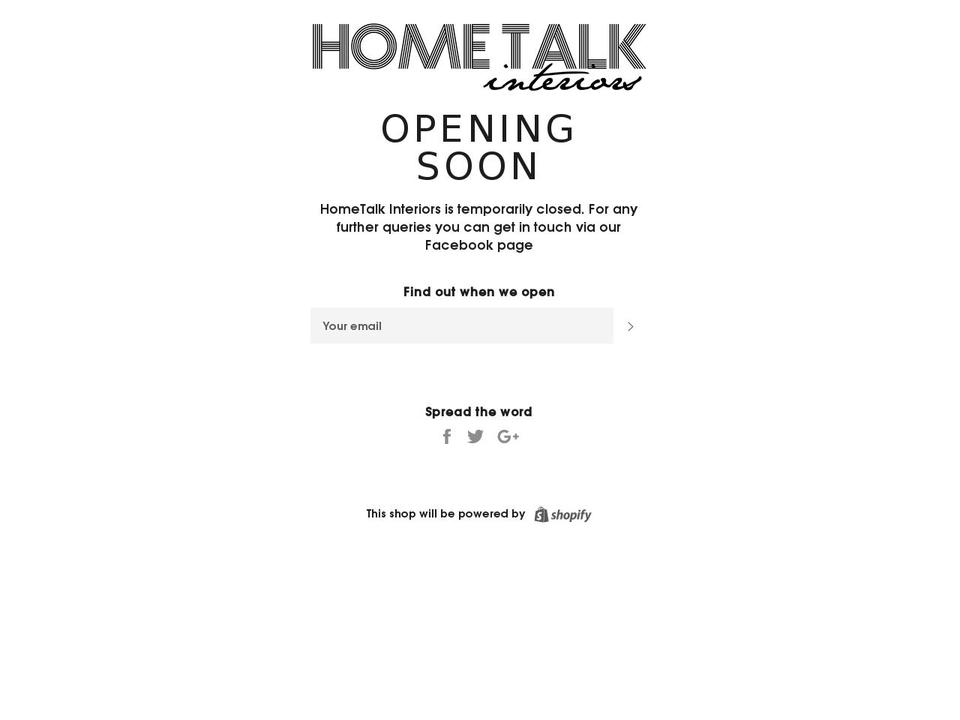 hometalkinteriors.com — Shopify storefront screenshot