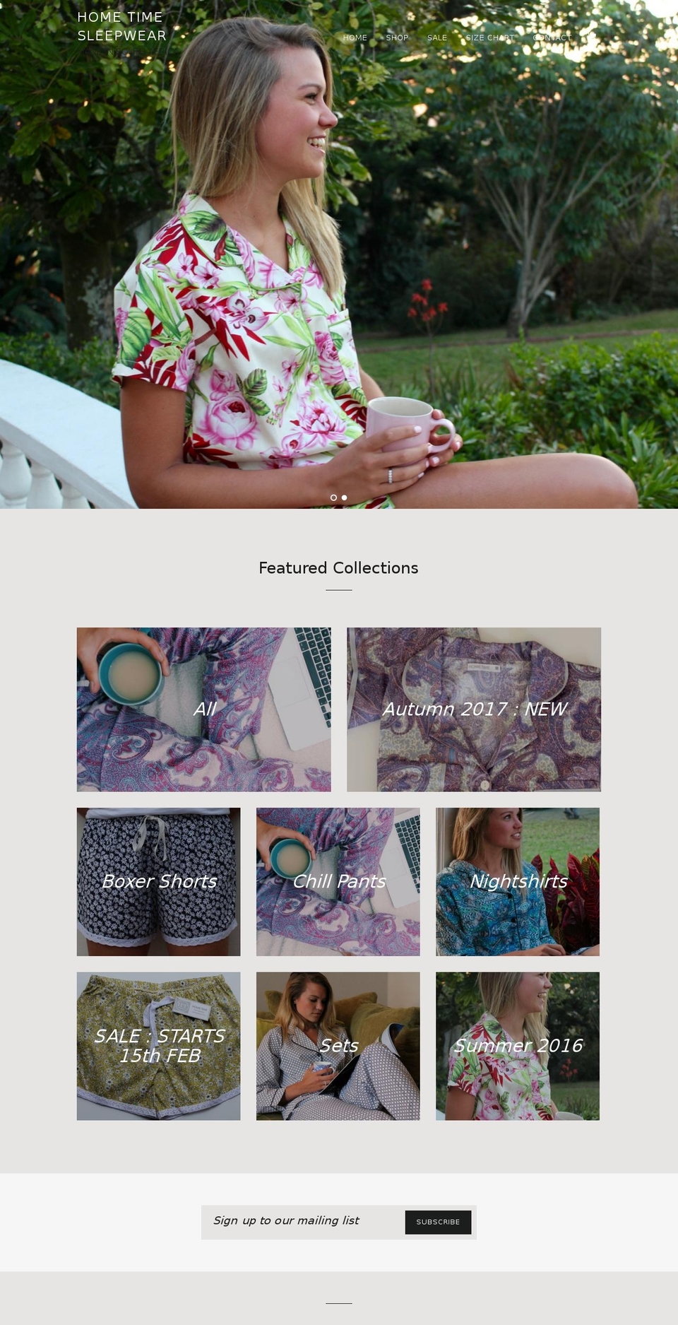hometimesleepwear.com shopify website screenshot