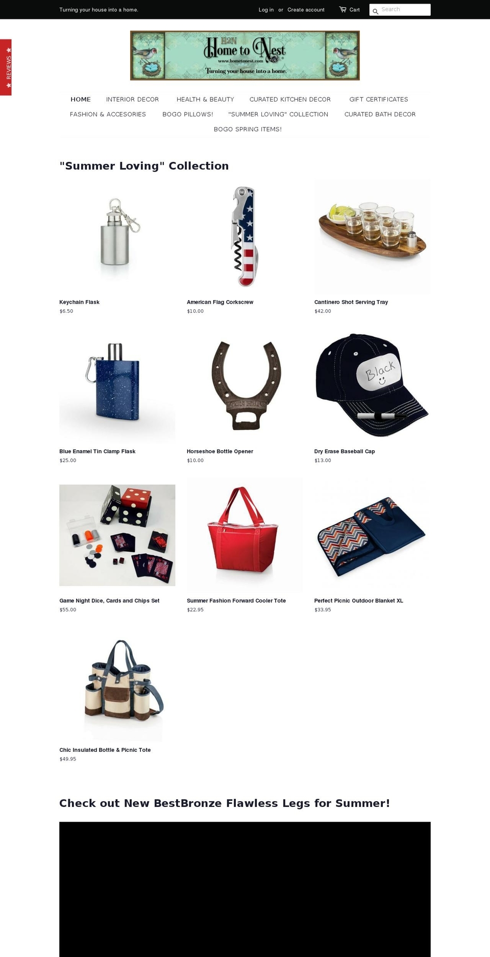 hometonest.com — Shopify storefront screenshot