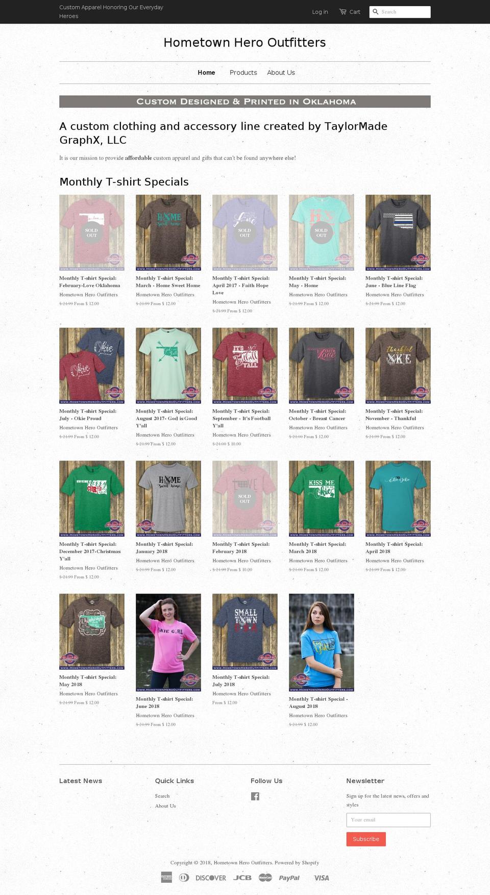 hometownherooutfitters.com shopify website screenshot