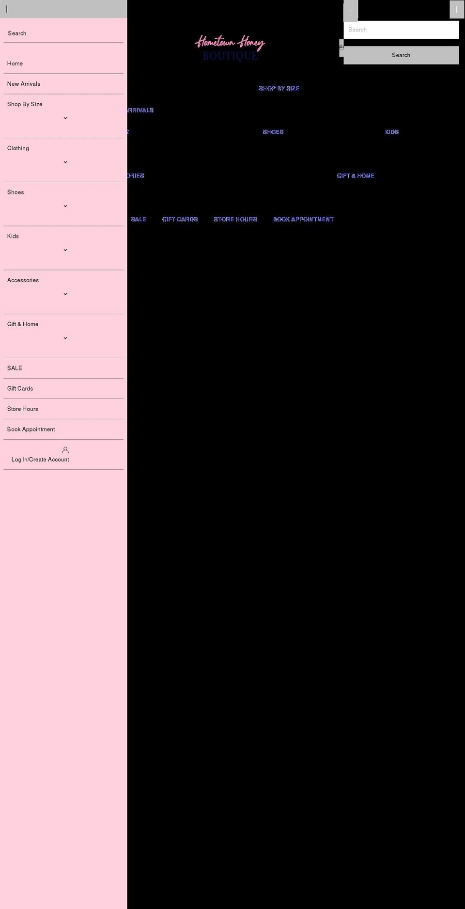 hometownhoneyboutique.com shopify website screenshot