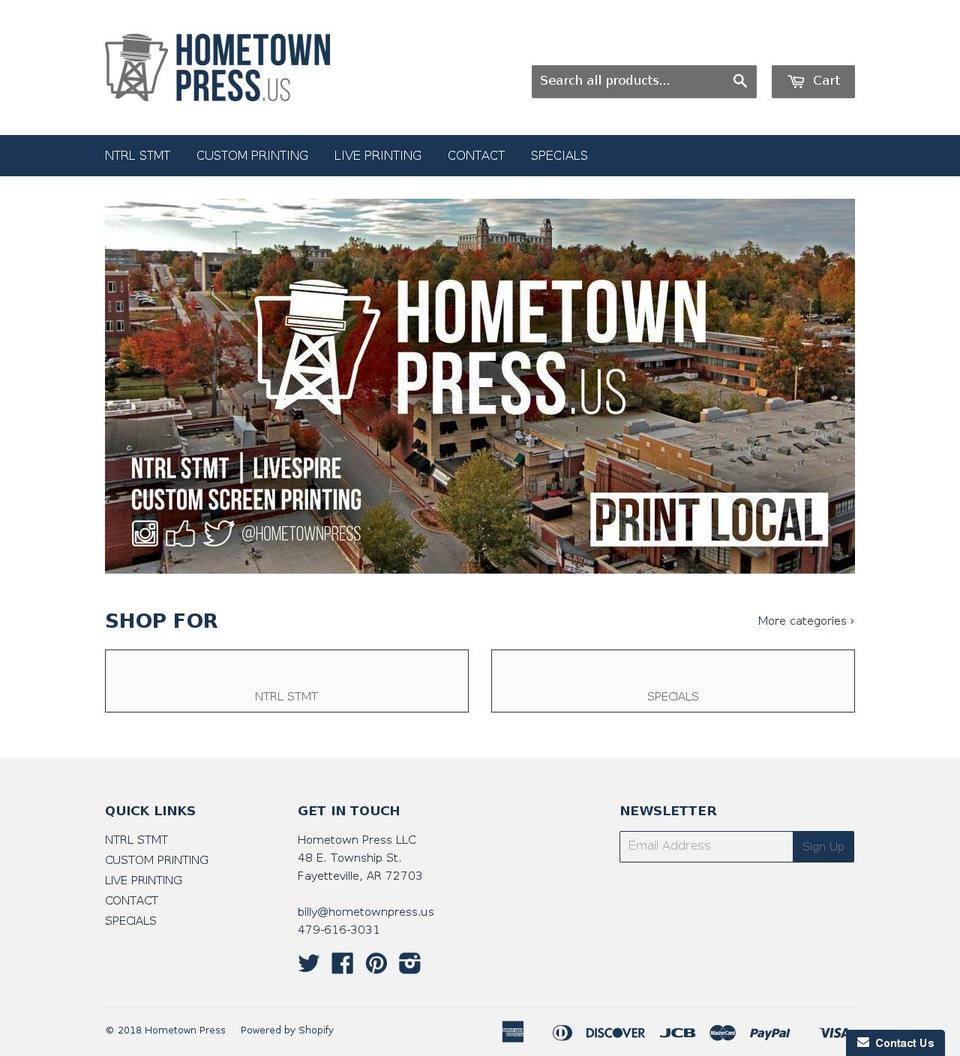 hometownpress.us shopify website screenshot