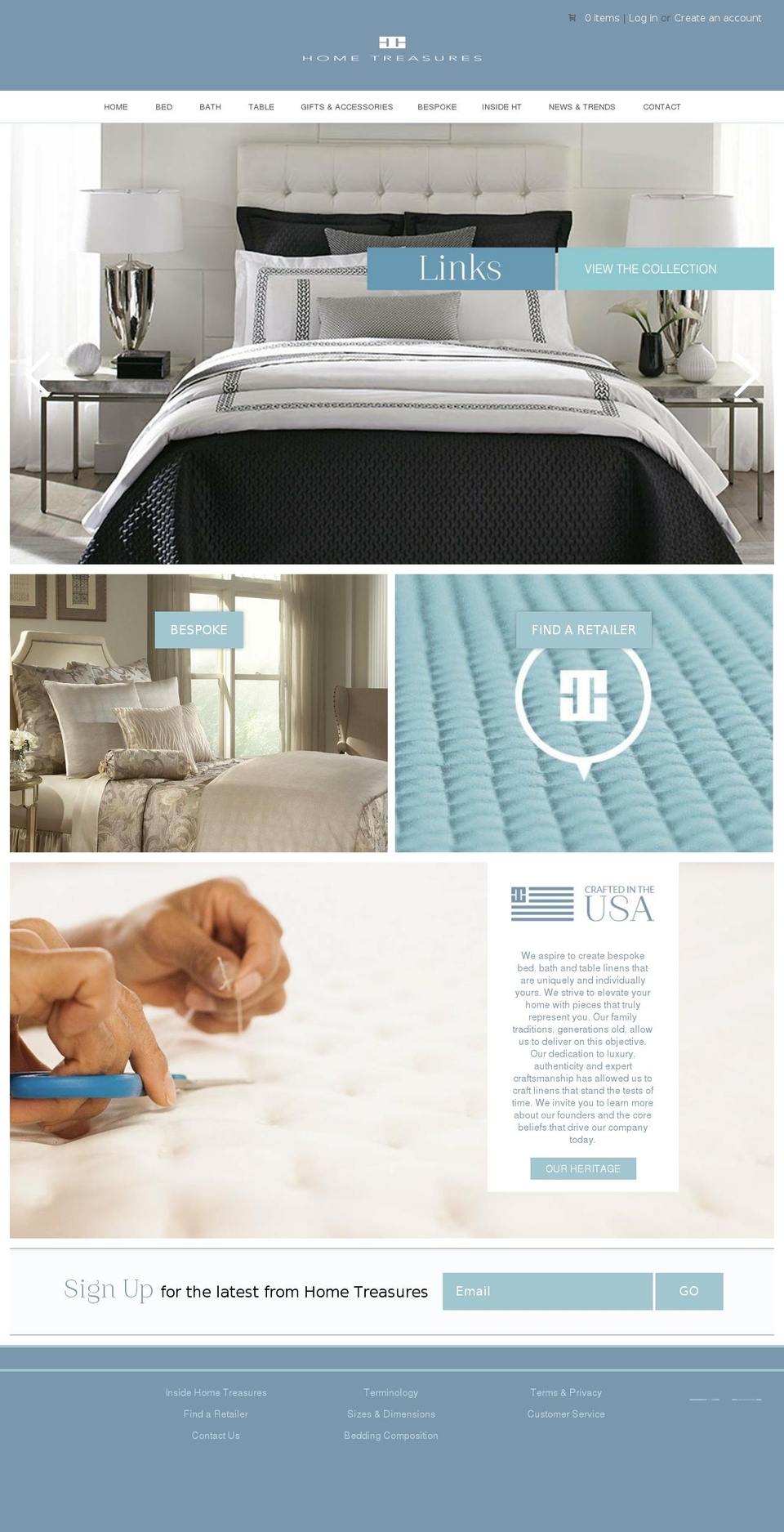 hometreasureslinen.com — Shopify storefront screenshot