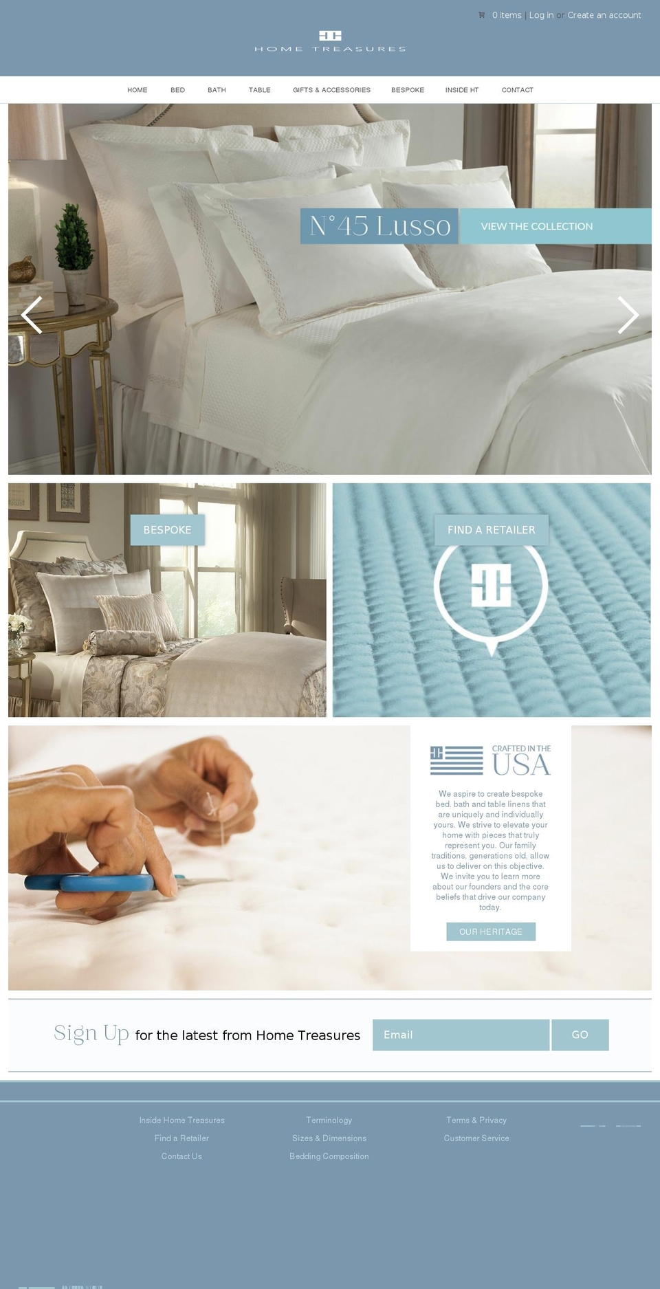 hometreasureslinens.com shopify website screenshot