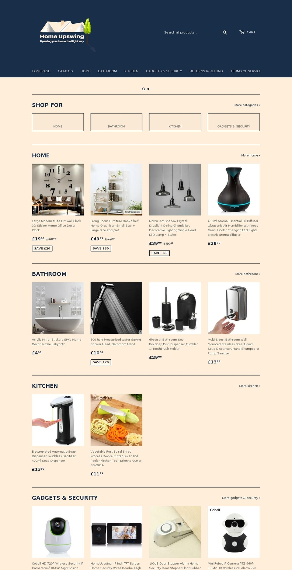 homeupswing.com — Shopify storefront screenshot