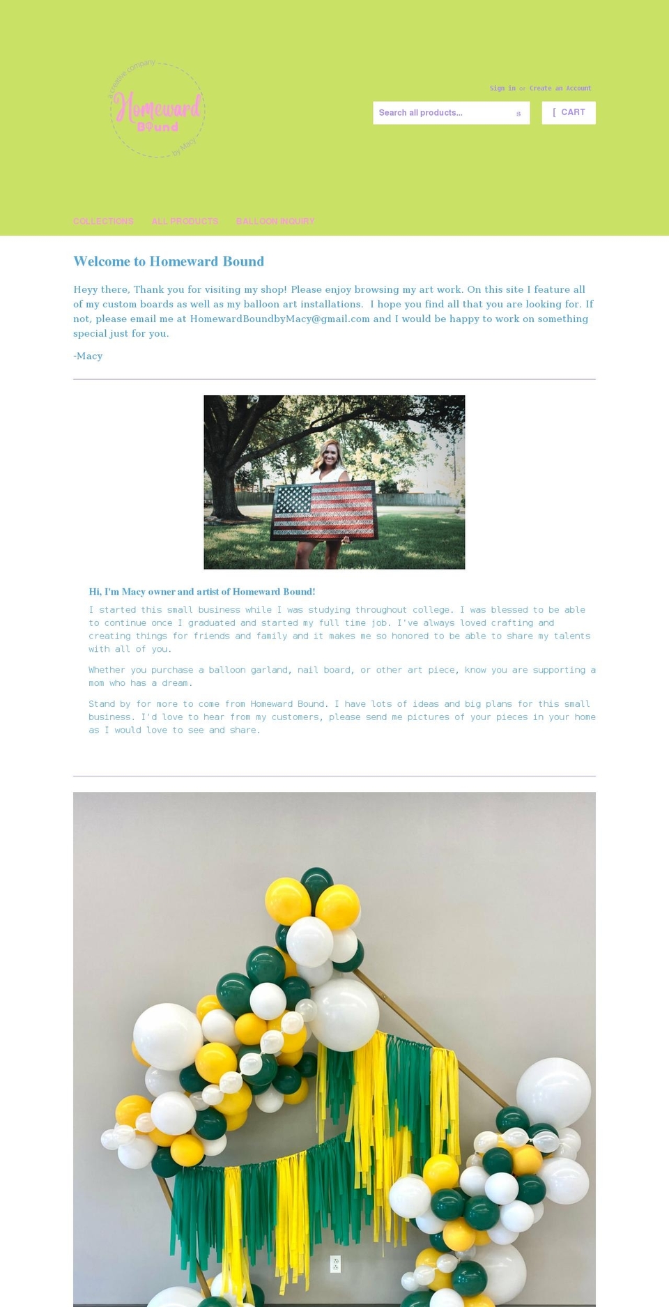 homewardboundbymacy.com shopify website screenshot