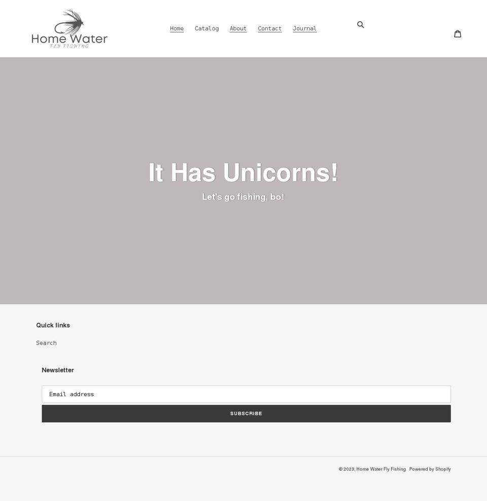 homewaterflyfishing.com shopify website screenshot