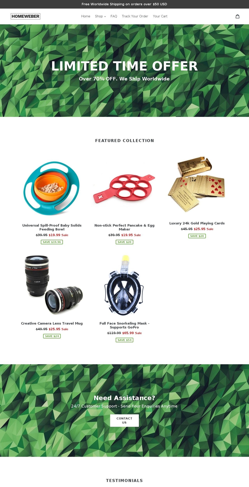 homeweber.myshopify.com — Shopify storefront screenshot