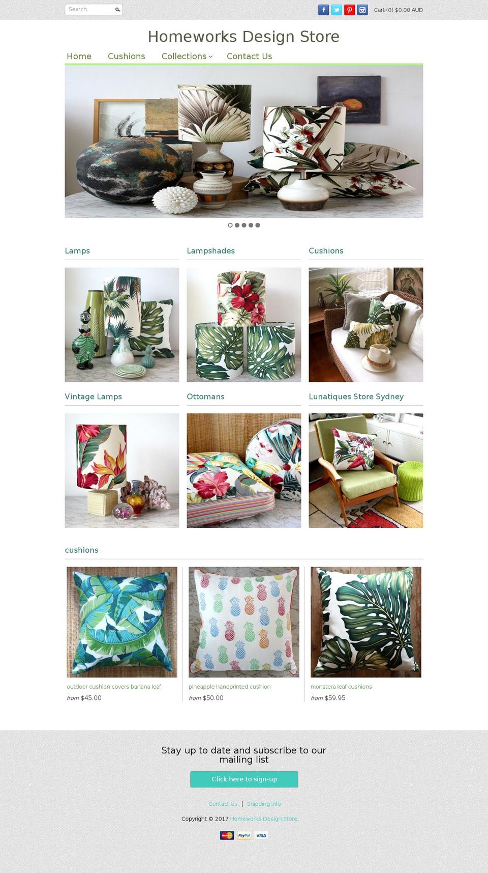 homeworksdesignstore.com shopify website screenshot