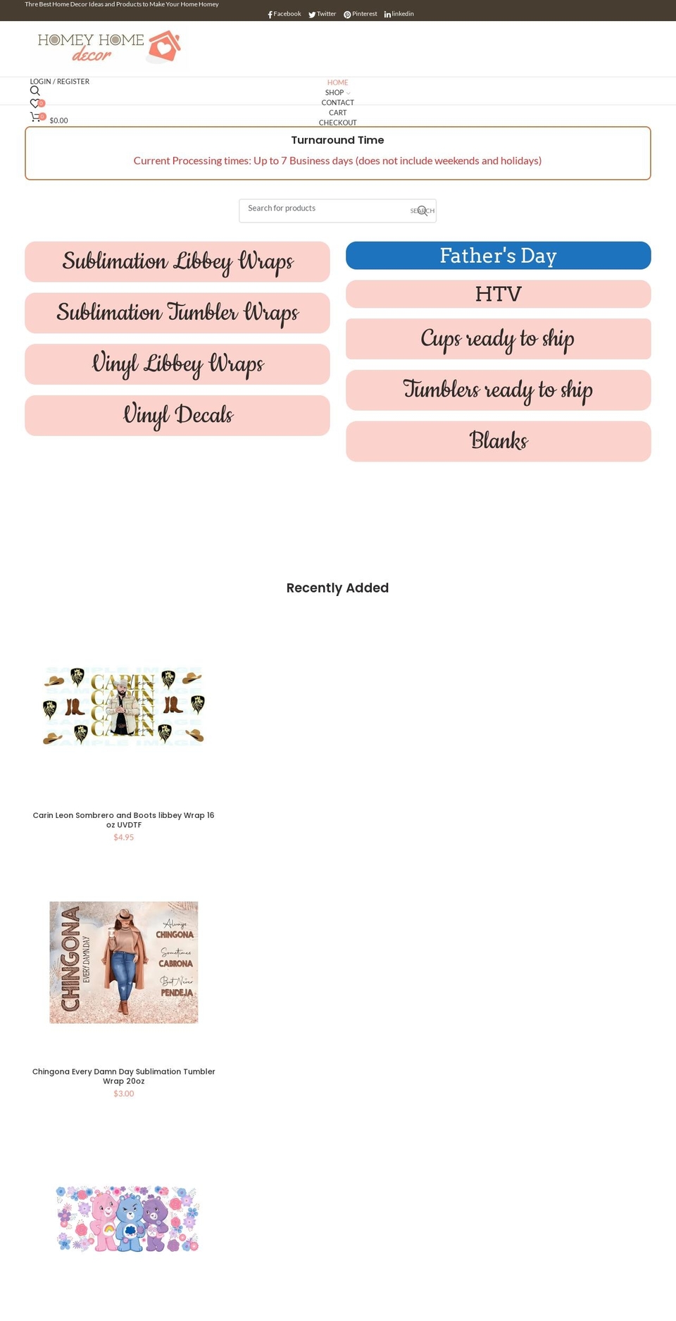 homeyhomedecor.com — Shopify storefront screenshot