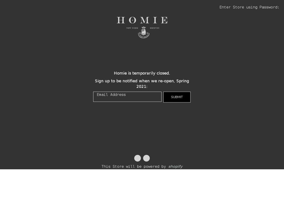 homie.nyc shopify website screenshot