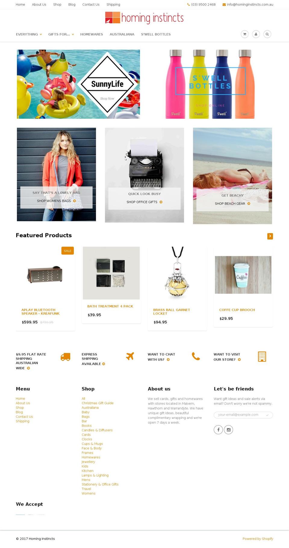 hominginstincts.com.au shopify website screenshot