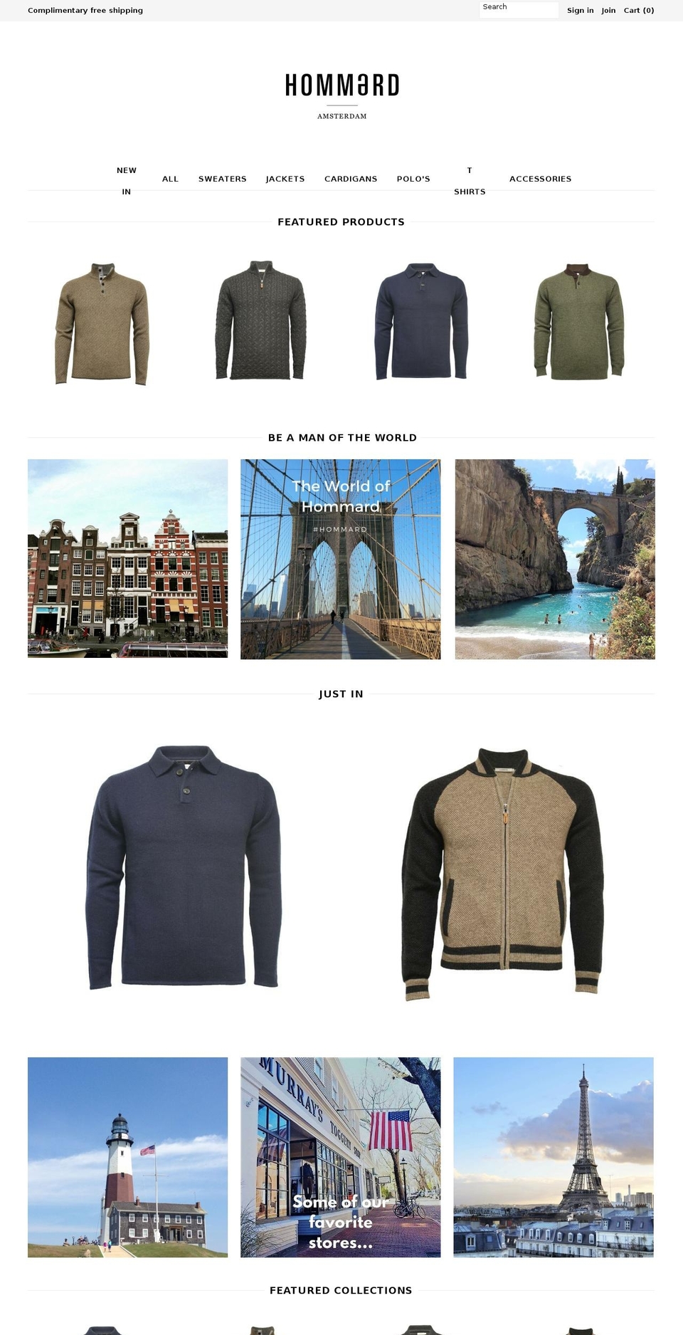 hommardcashmere.com — Shopify storefront screenshot