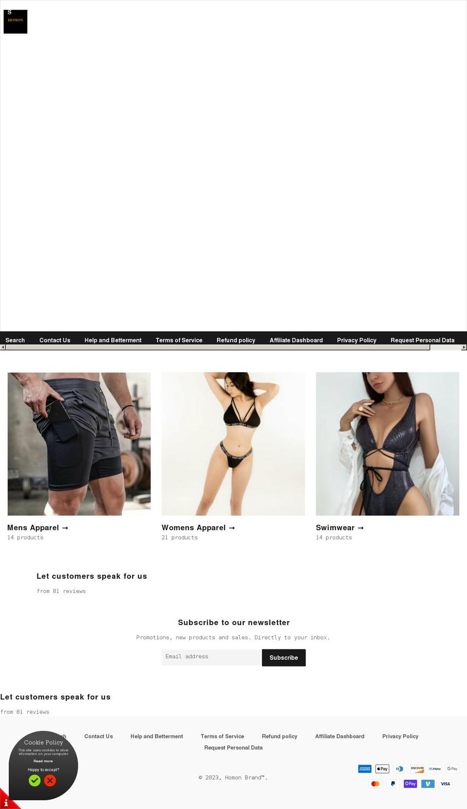 homonbrand.com shopify website screenshot