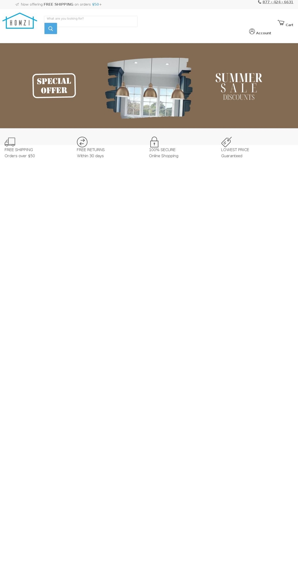 homzi.com shopify website screenshot