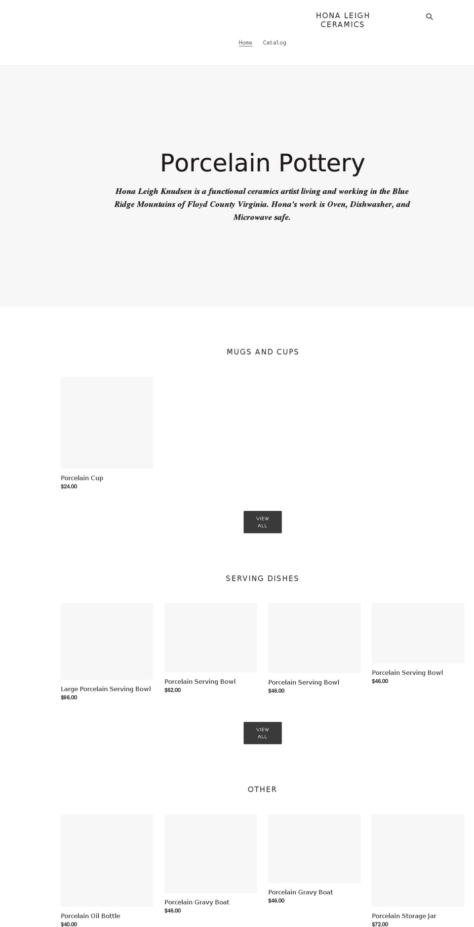 hona-leigh-ceramics.myshopify.com shopify website screenshot