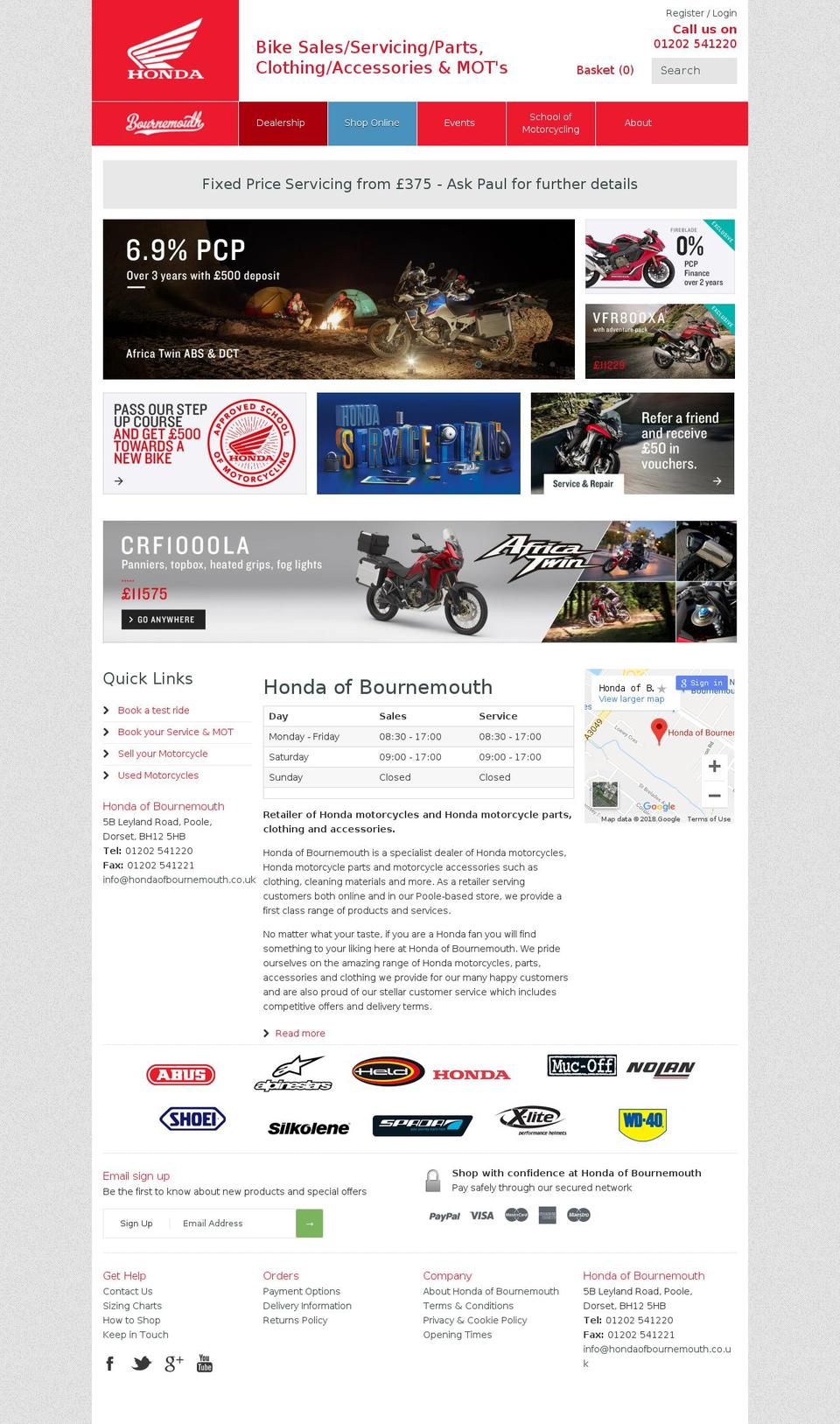hondaofsalisbury.com — Shopify storefront screenshot