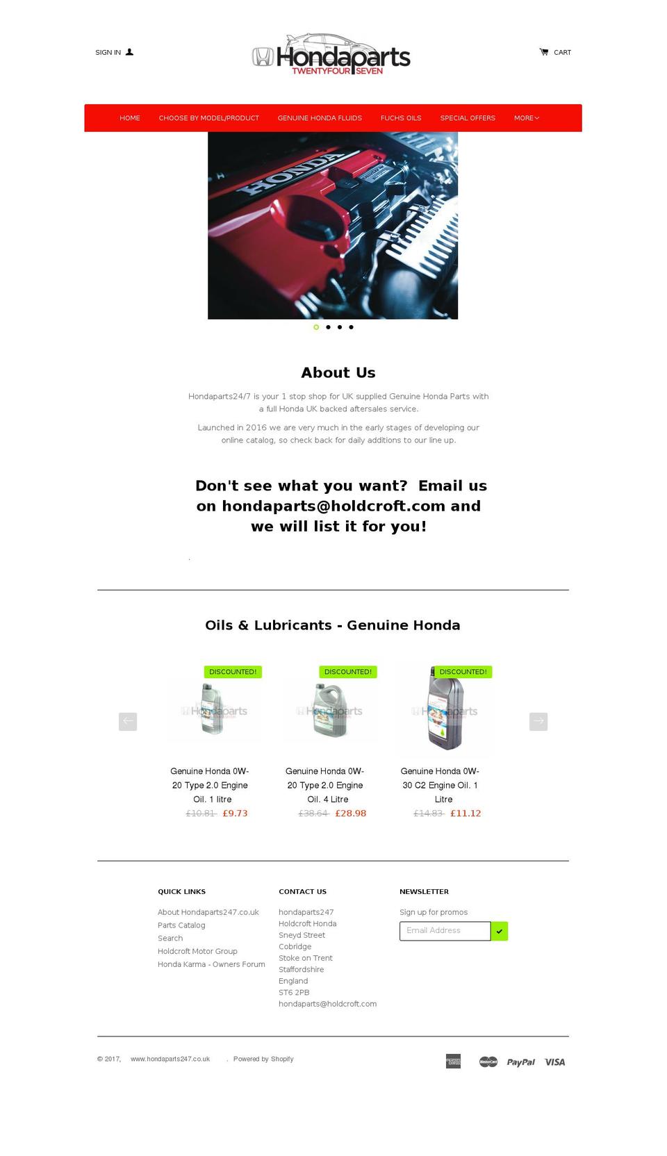 hondaparts247.com shopify website screenshot