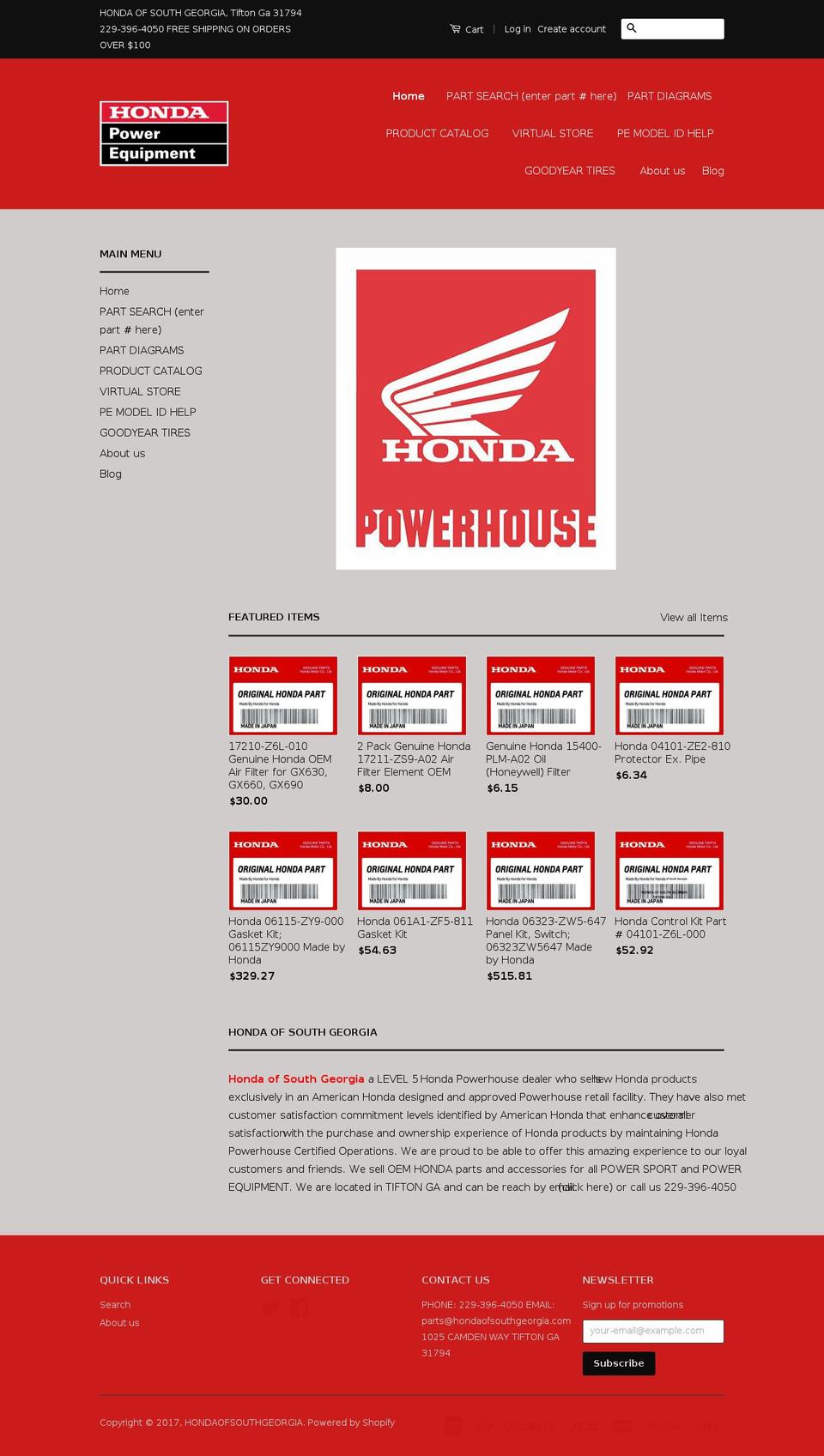 hondapowerhouseparts.com shopify website screenshot