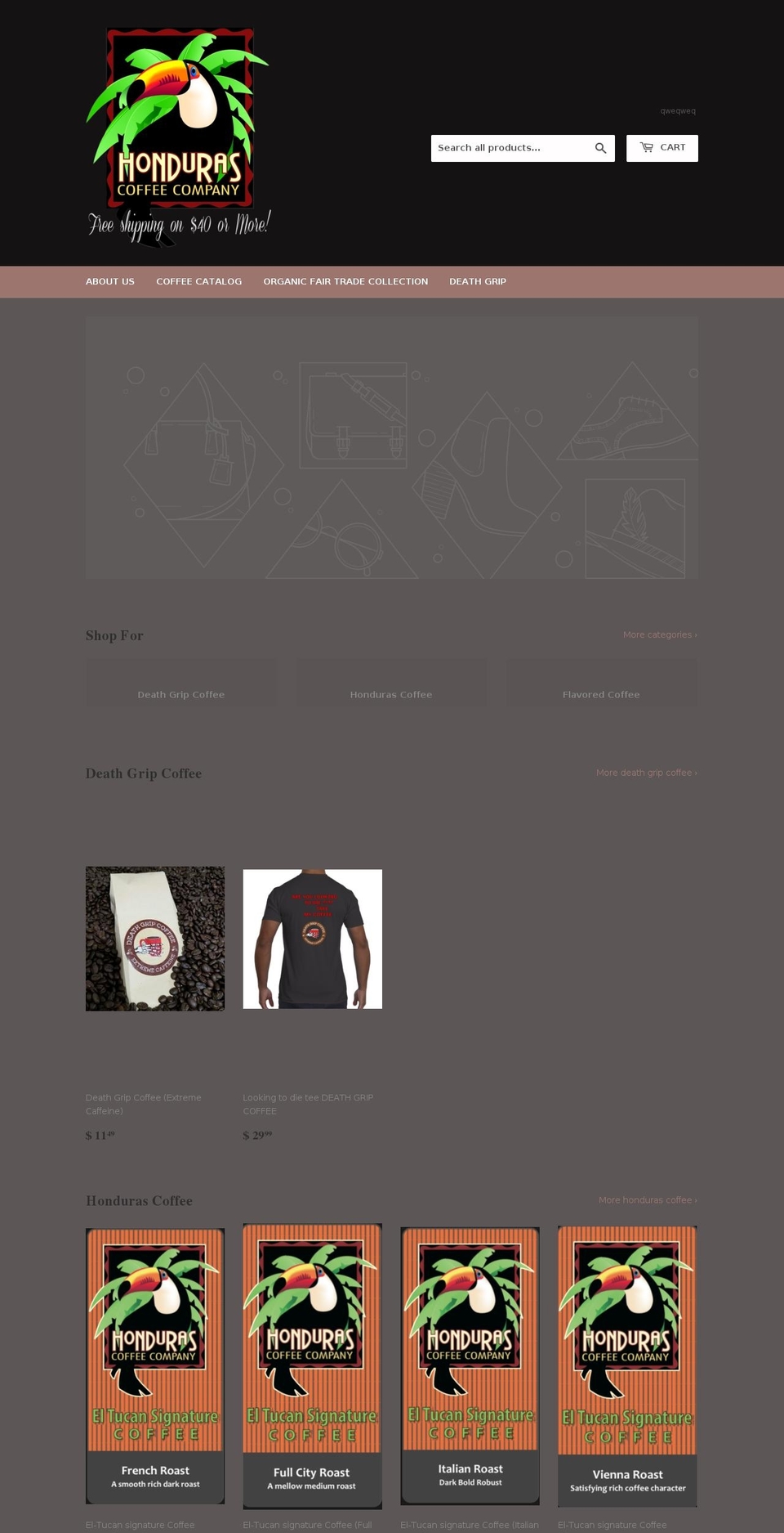 hondurascoffeecompany.com shopify website screenshot