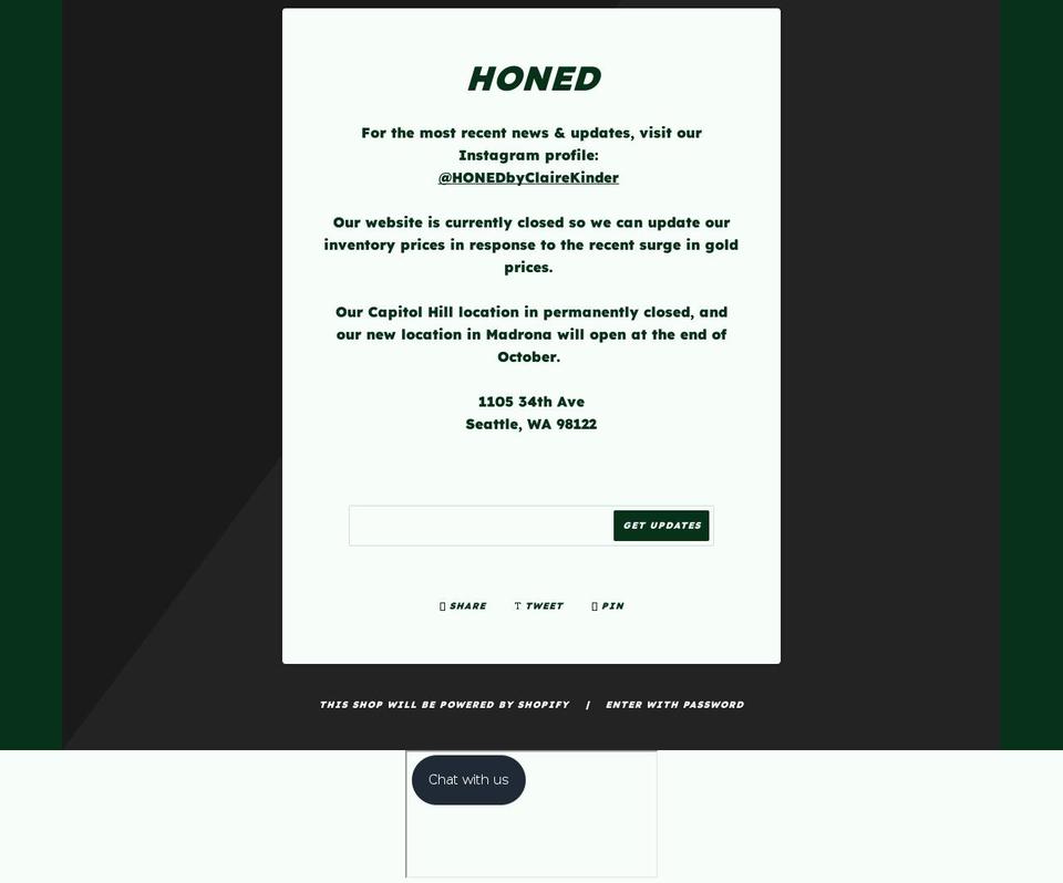 honedshop.com shopify website screenshot