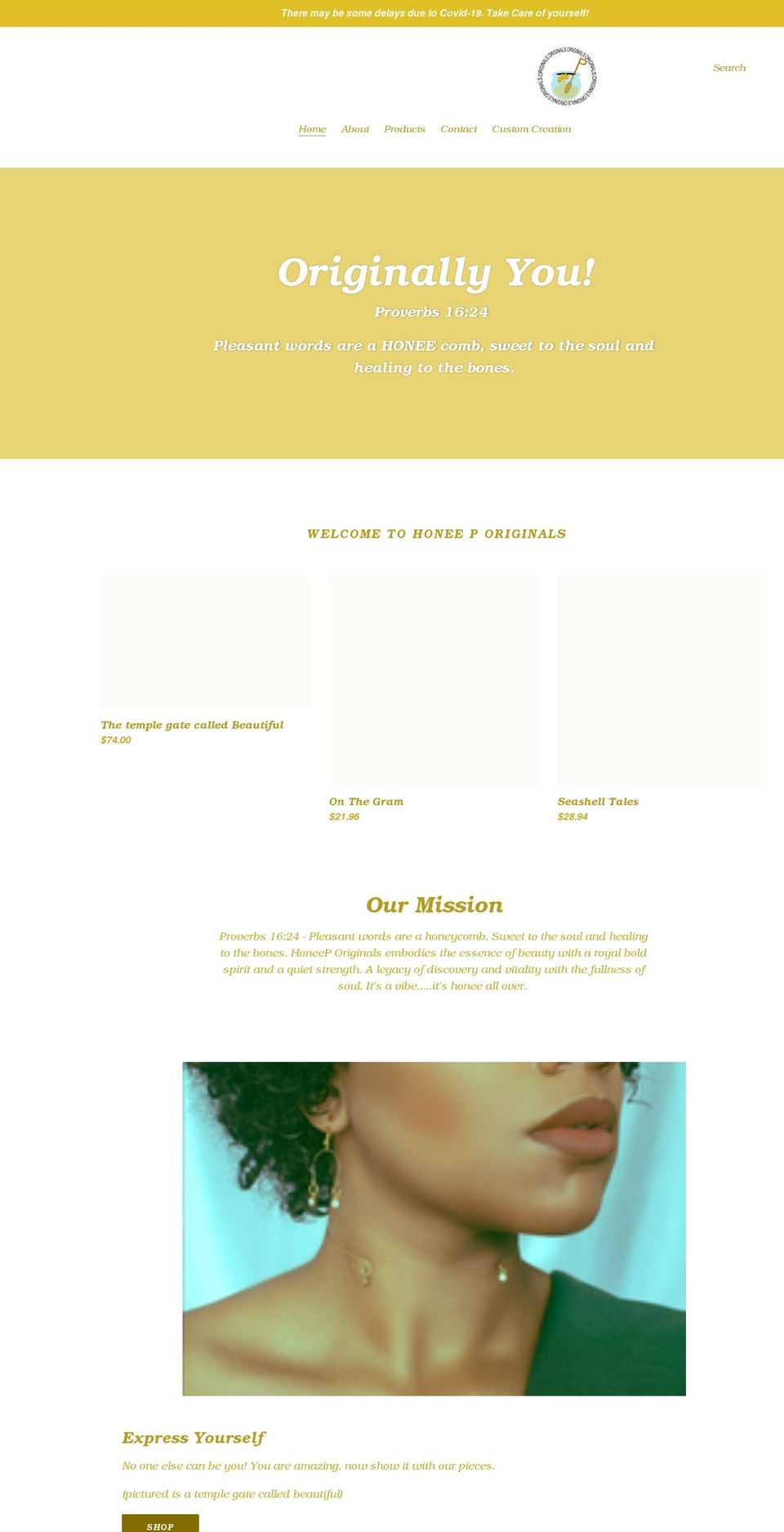 honeeporiginals.com shopify website screenshot