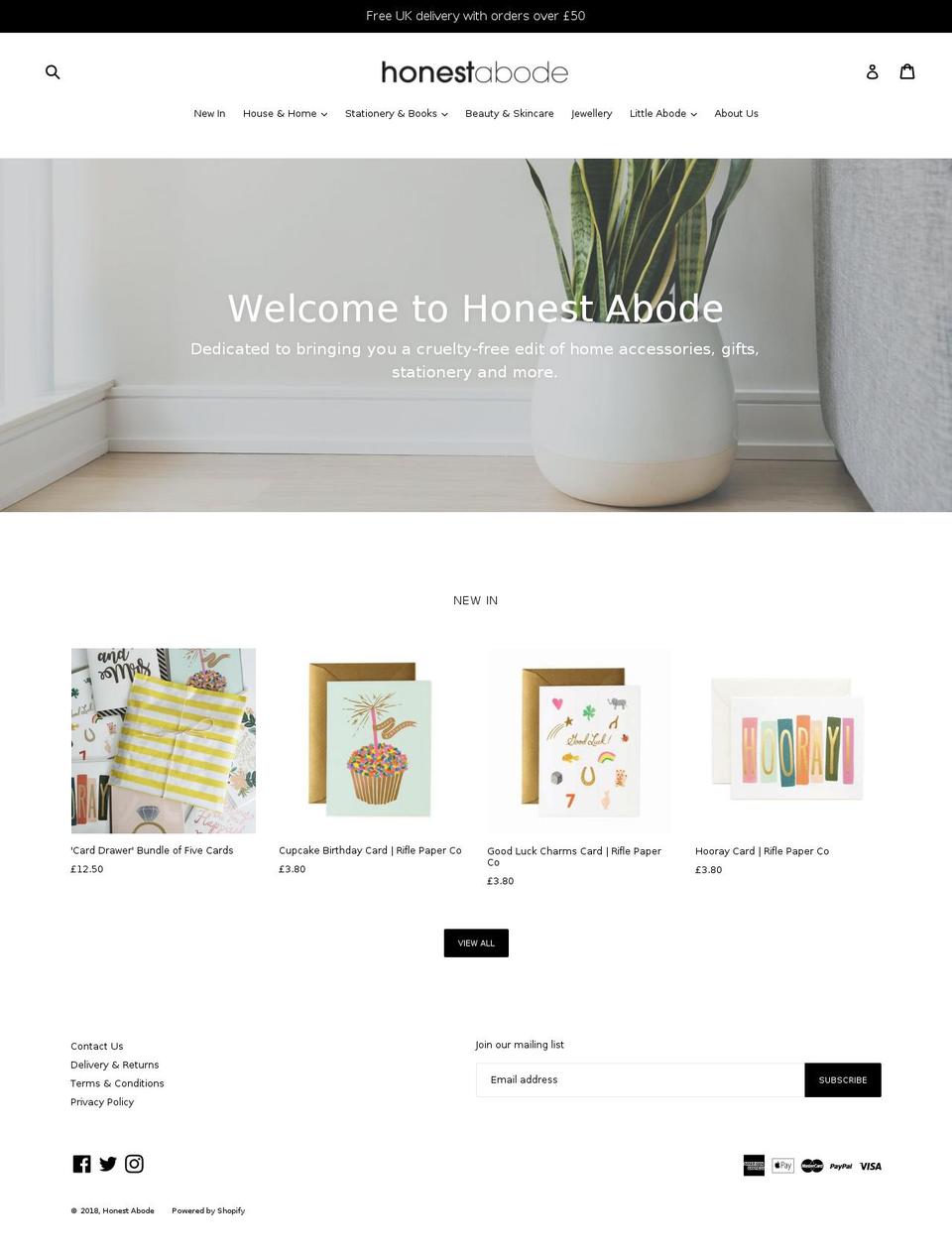 honestabode.com — Shopify storefront screenshot