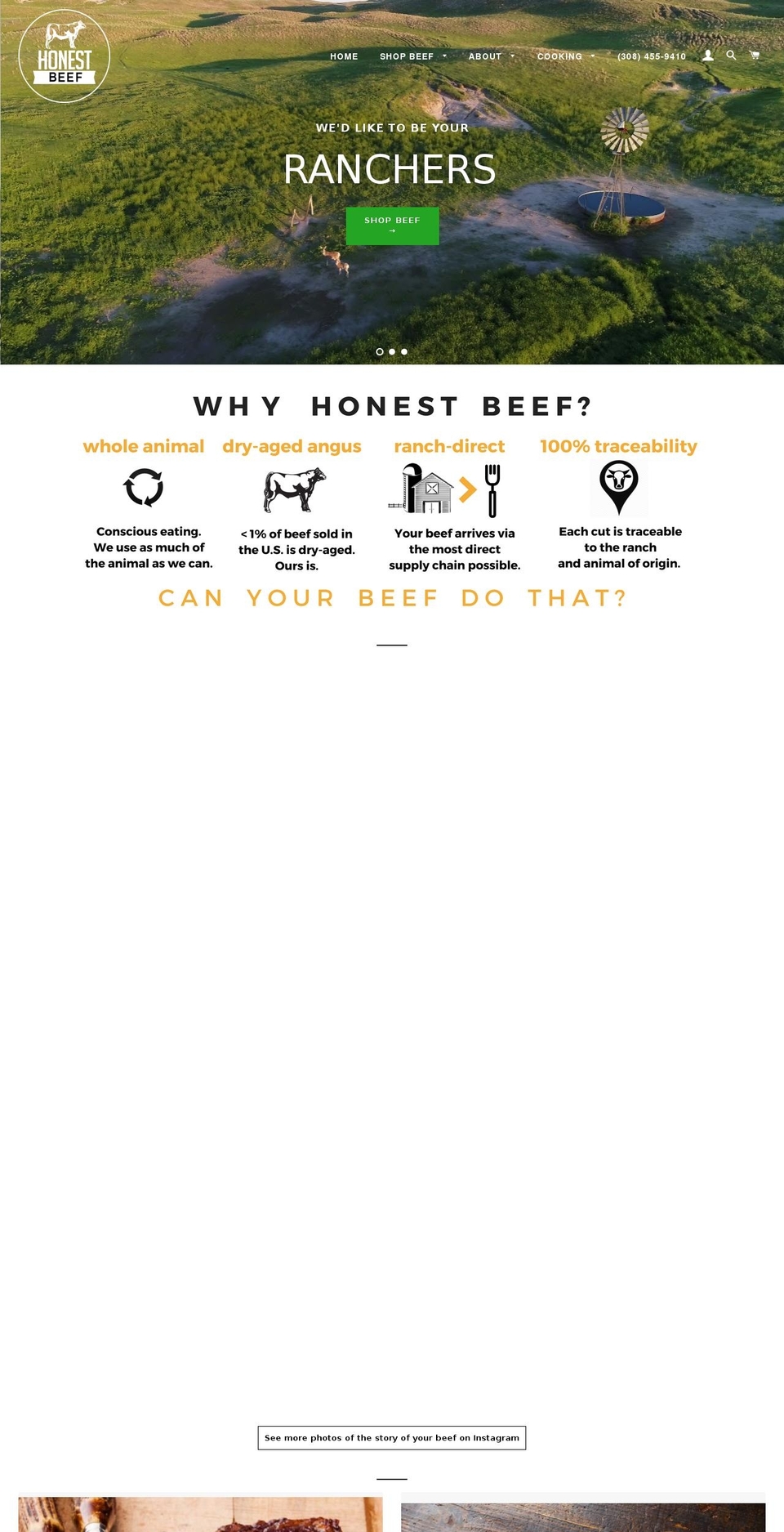 honestbeef.net shopify website screenshot