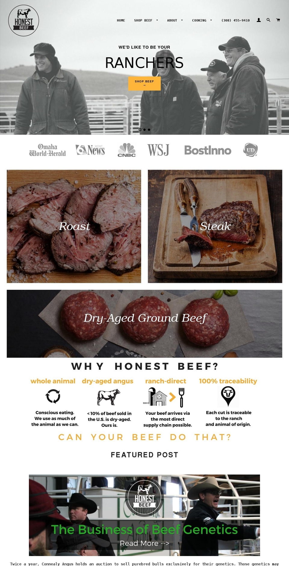 honestbeefco.com shopify website screenshot