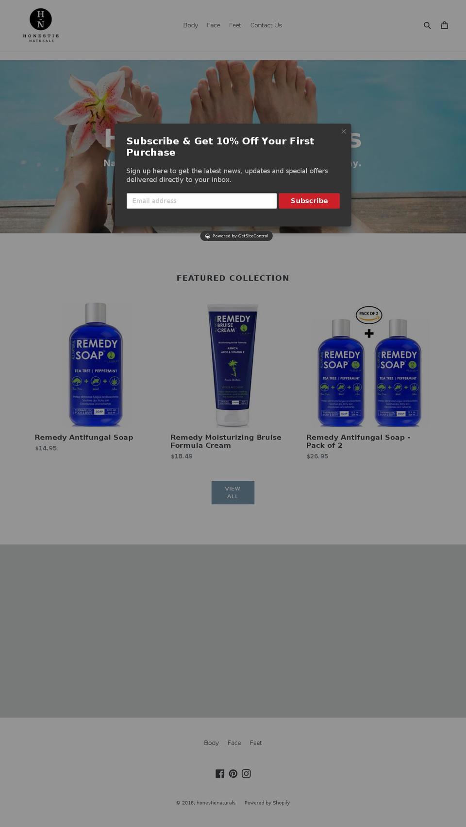 honestienaturals.com — Shopify storefront screenshot