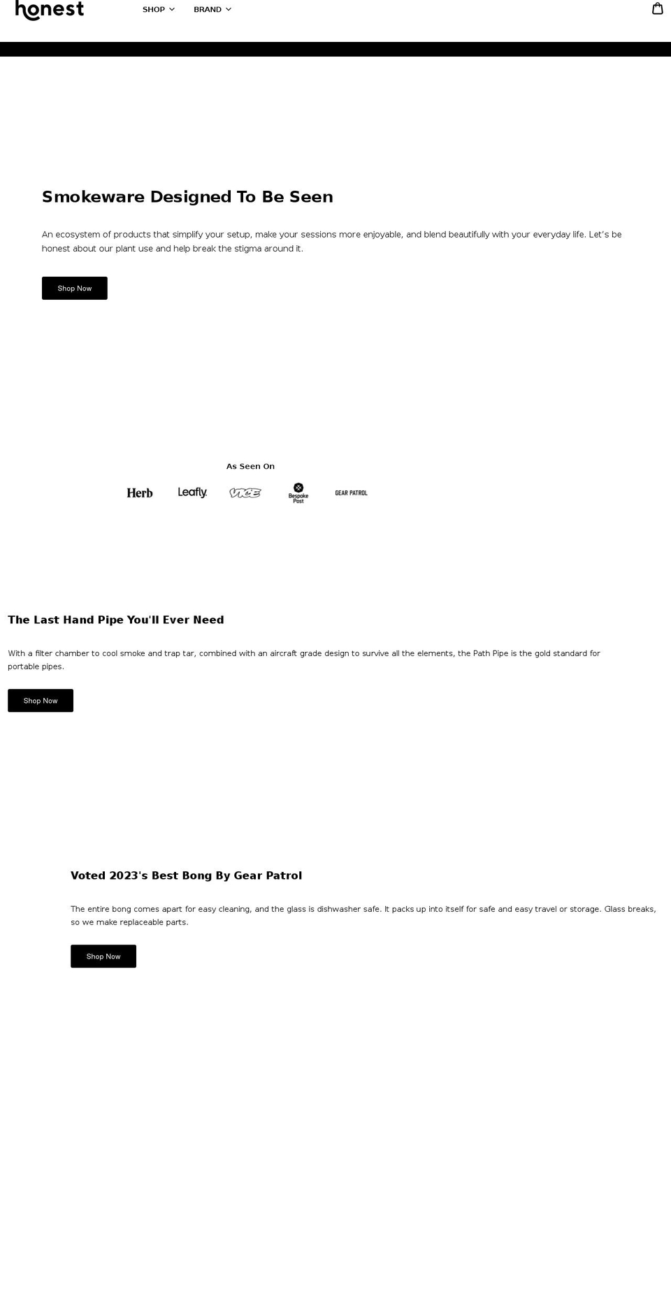 honestpipes.com — Shopify storefront screenshot