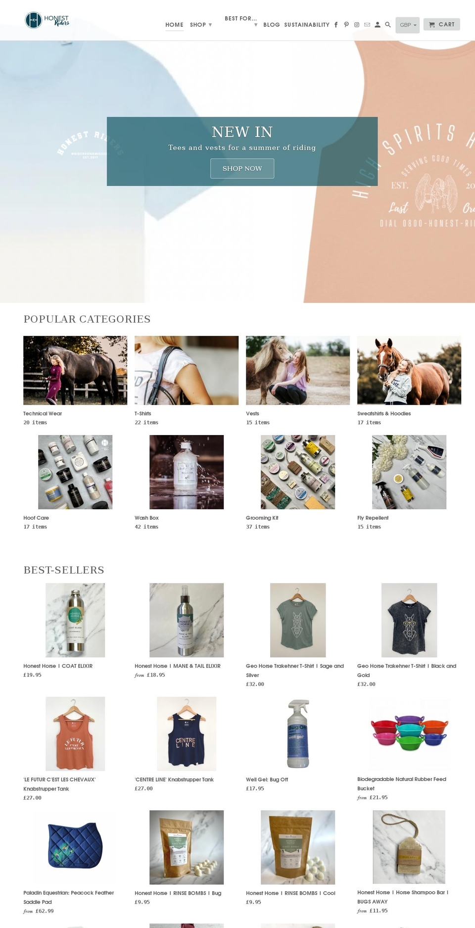 honestriders.co.uk shopify website screenshot