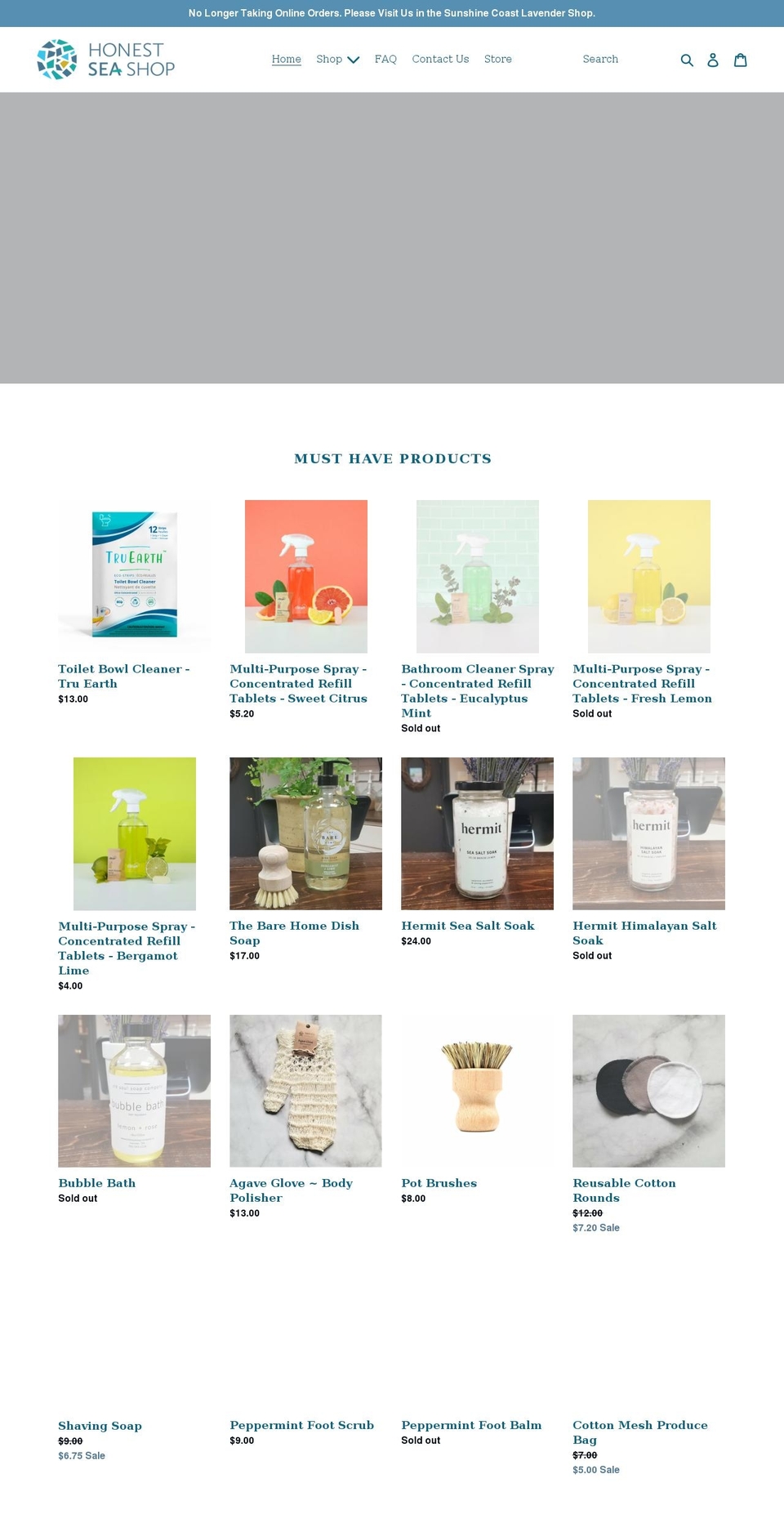 honestseashop.com shopify website screenshot