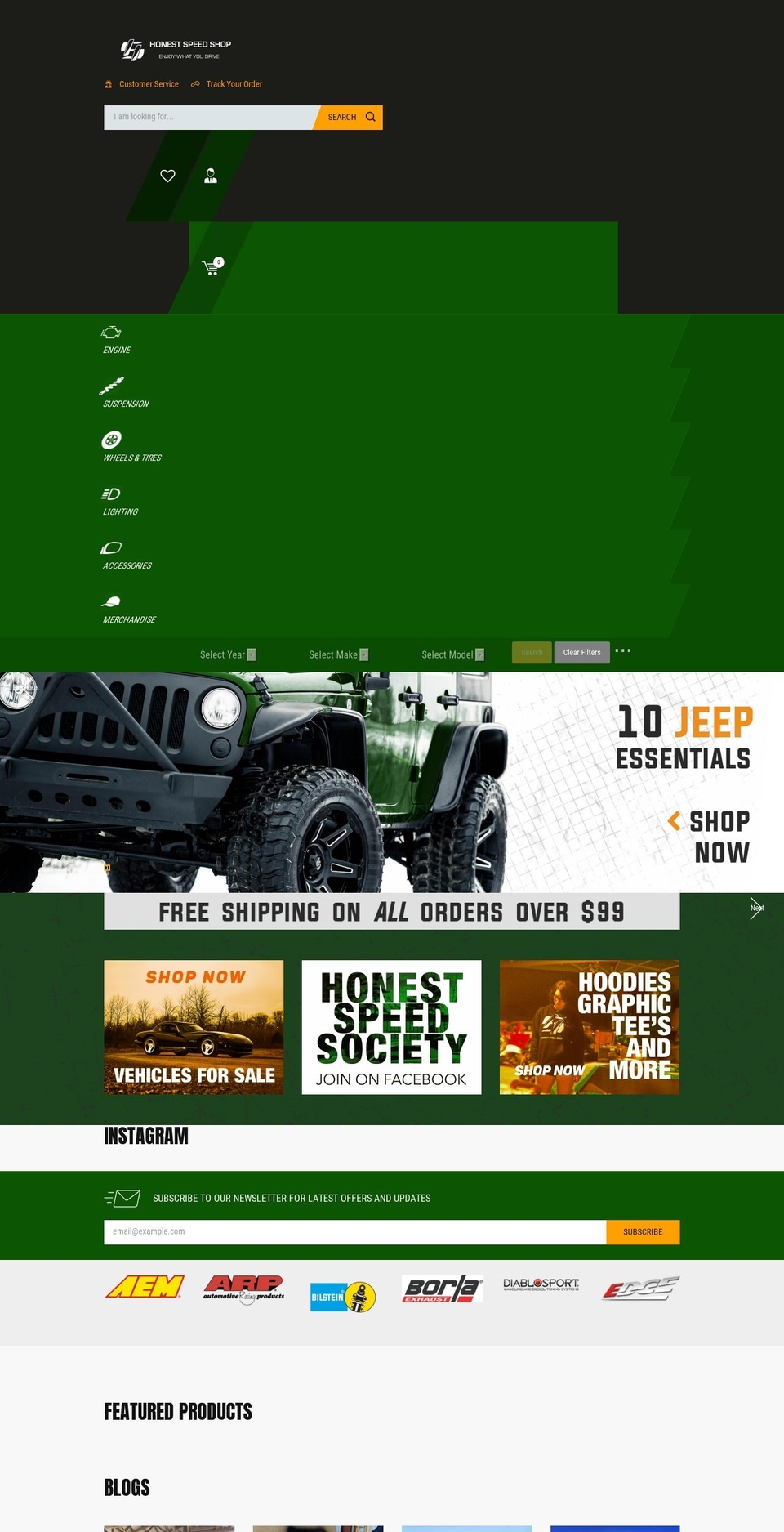 honestspeedshop.com shopify website screenshot