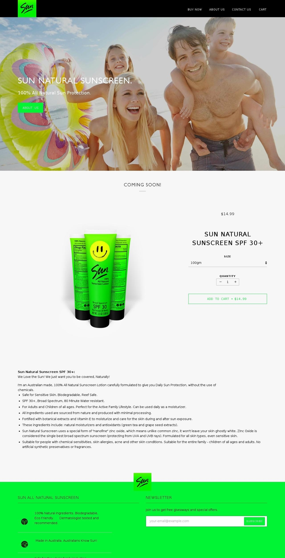 honestsunscreen.com — Shopify storefront screenshot