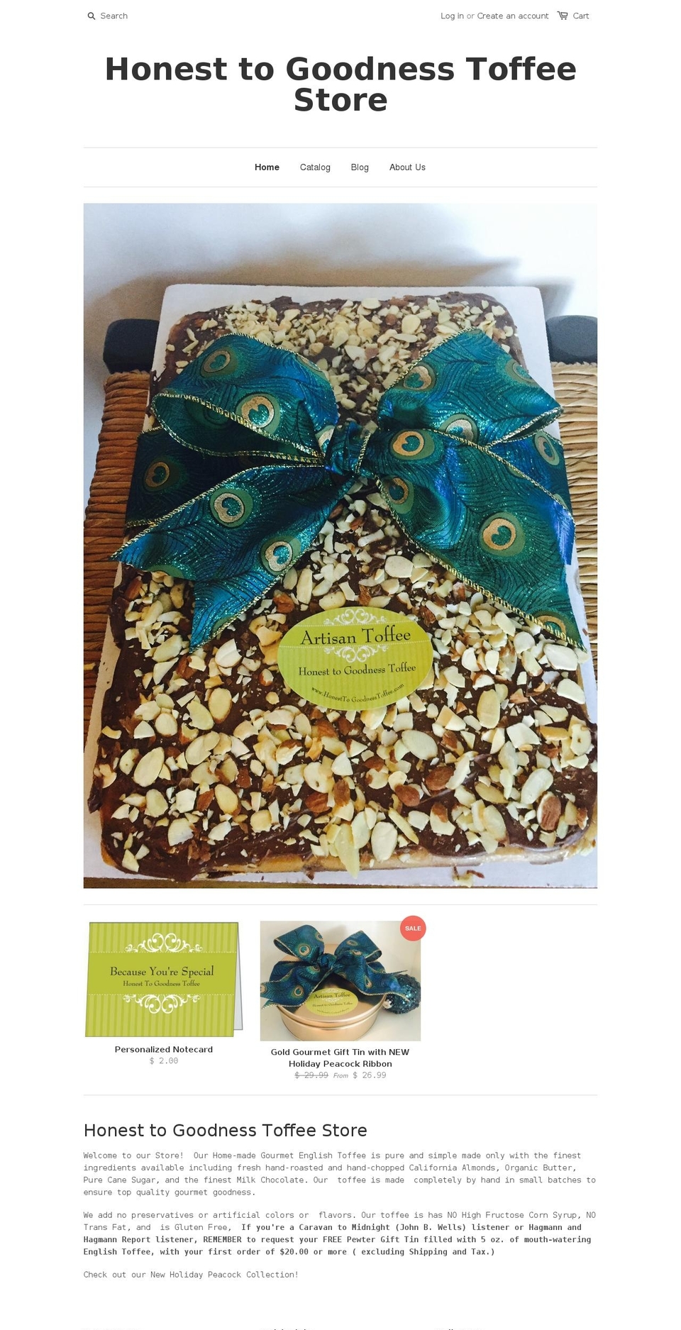 honesttogoodnesstoffee.com shopify website screenshot