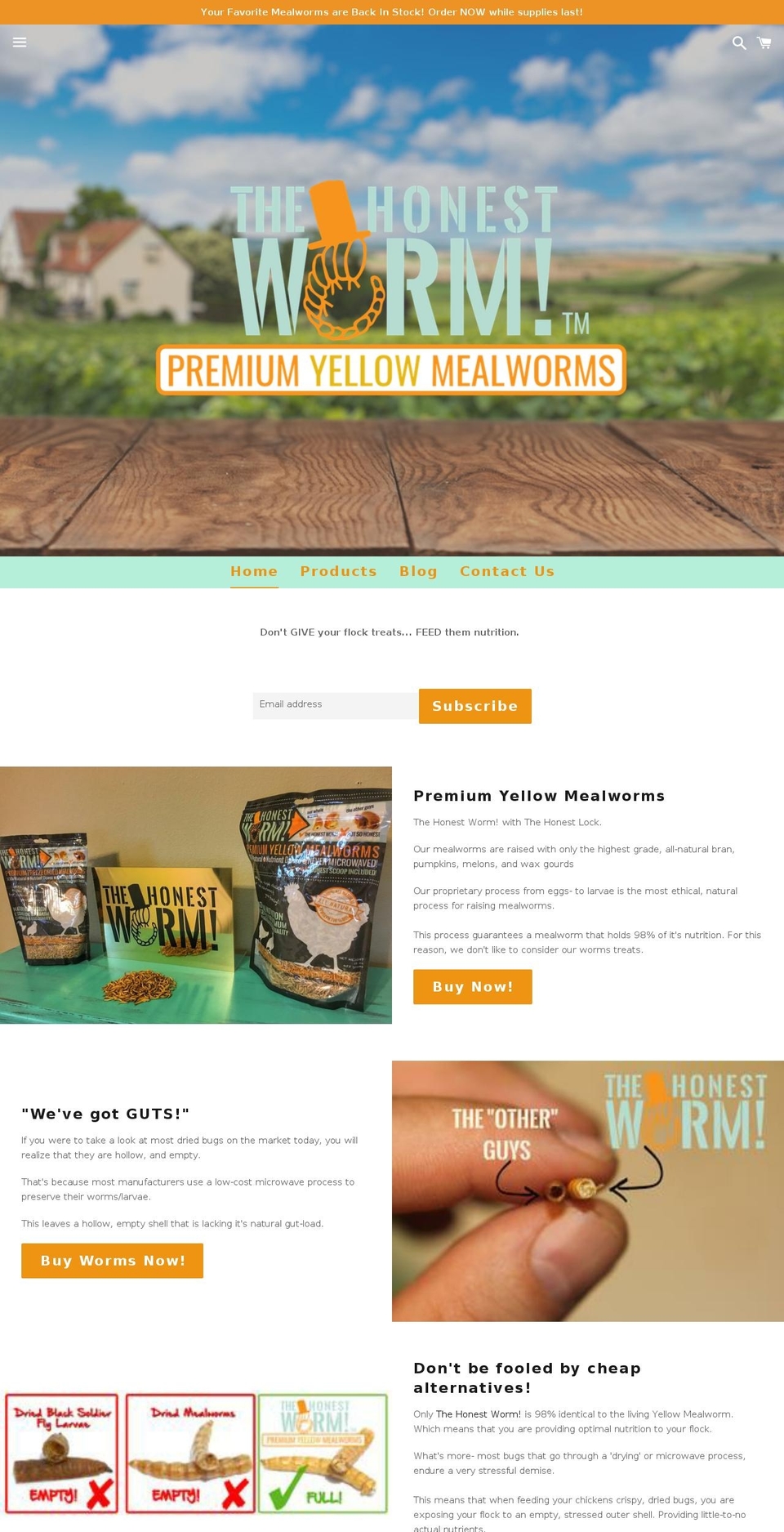 honestworm.com shopify website screenshot