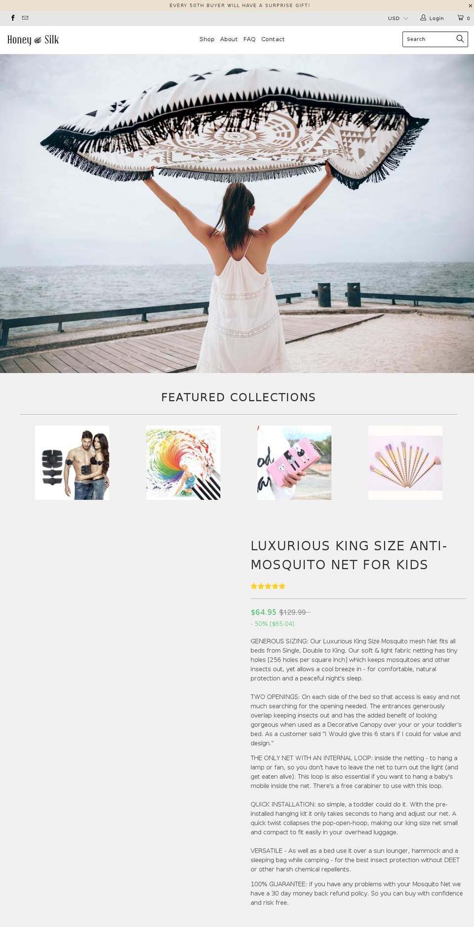 honey-and-silk.com shopify website screenshot