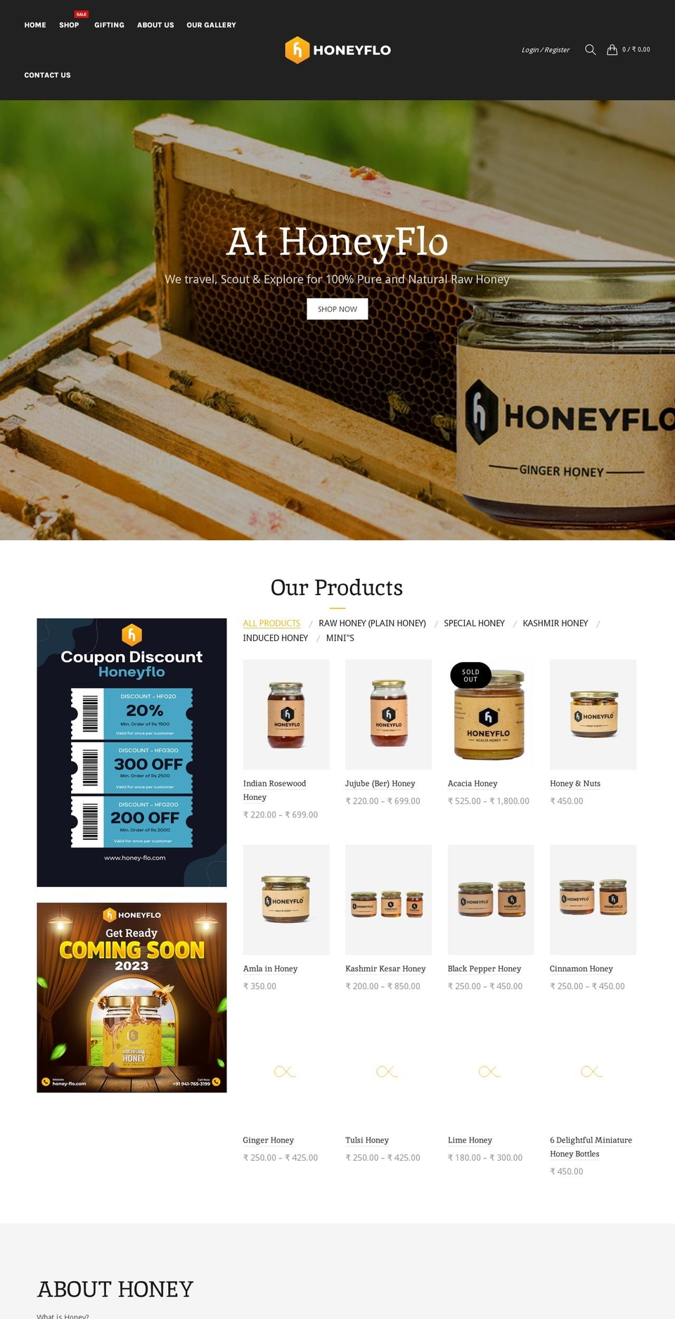 honey-flo.com shopify website screenshot