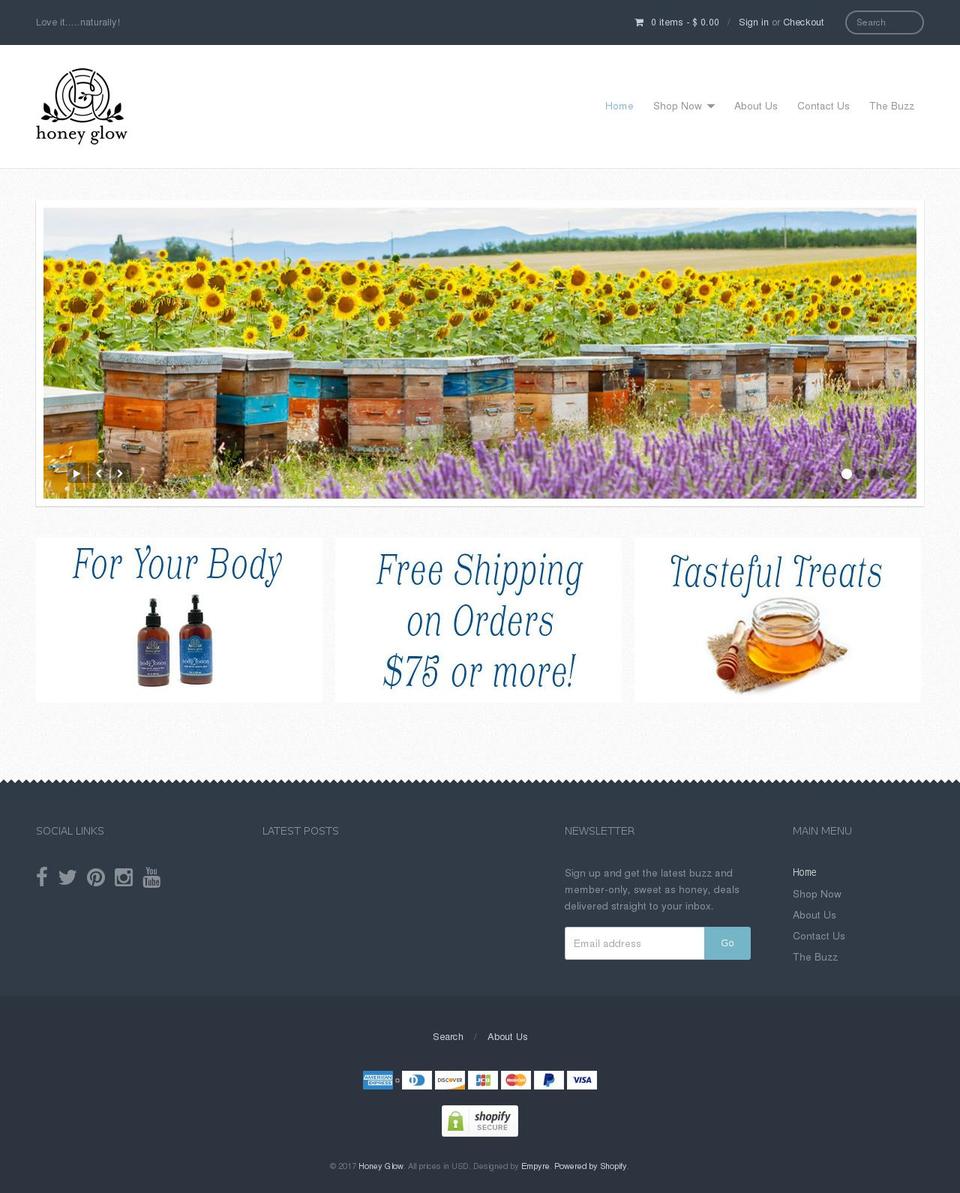 Providence Shopify theme site example honey-glow.com