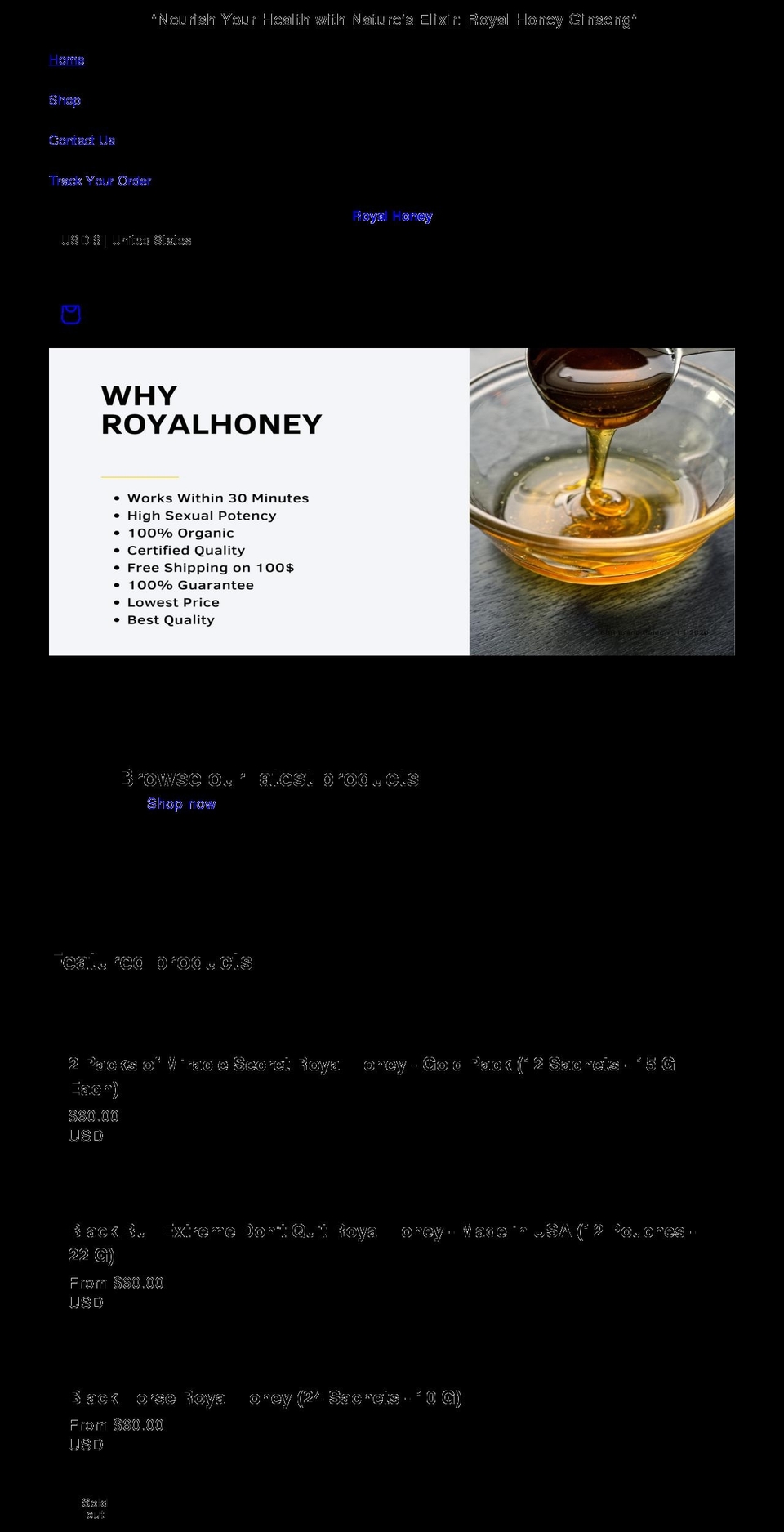 honey-royal.com shopify website screenshot