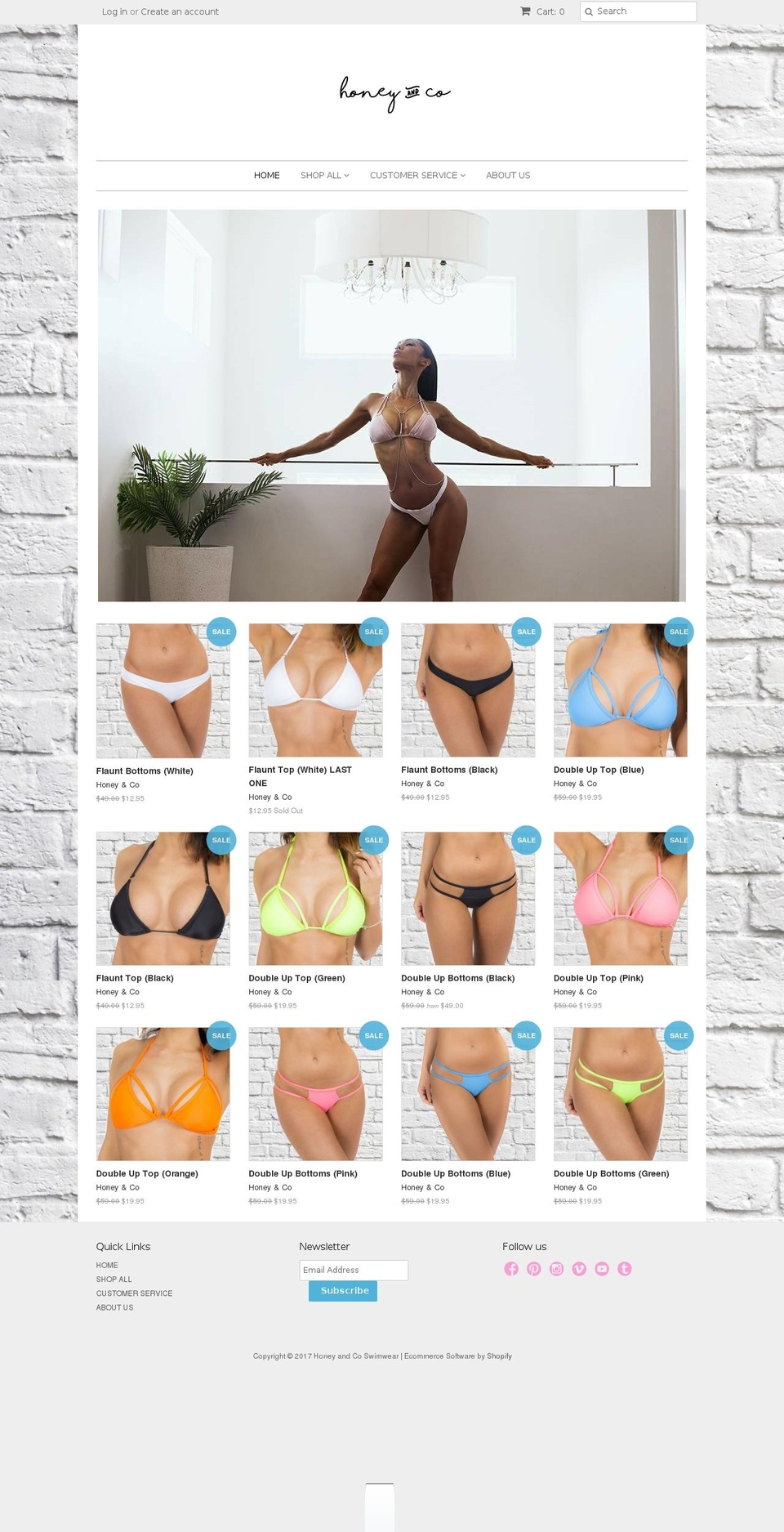 honeyandcoswim.com shopify website screenshot