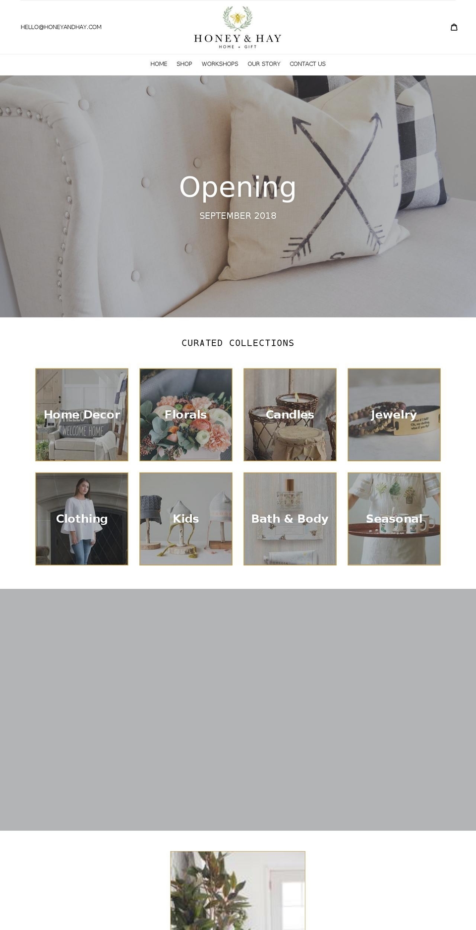honeyandhay.com — Shopify storefront screenshot