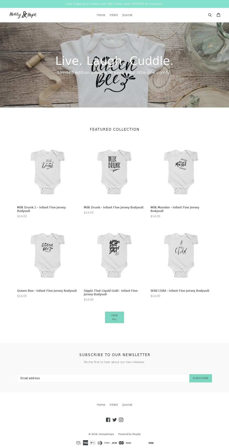 honeyandhope.com shopify website screenshot