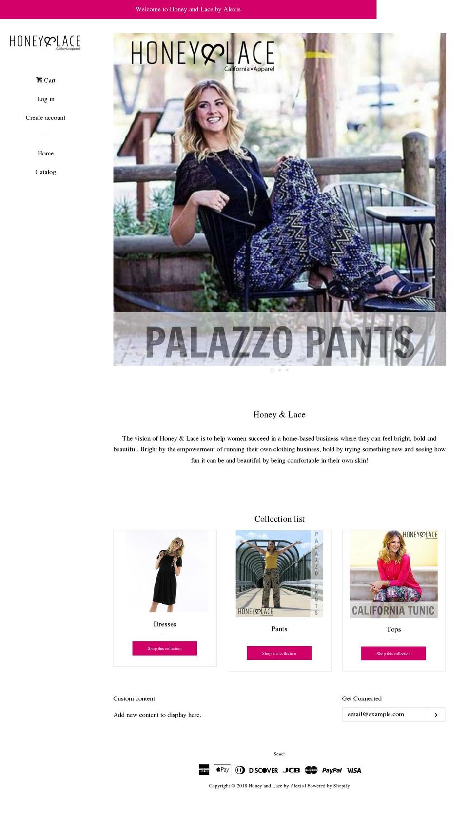 honeyandlacebyalexis.com — Shopify storefront screenshot